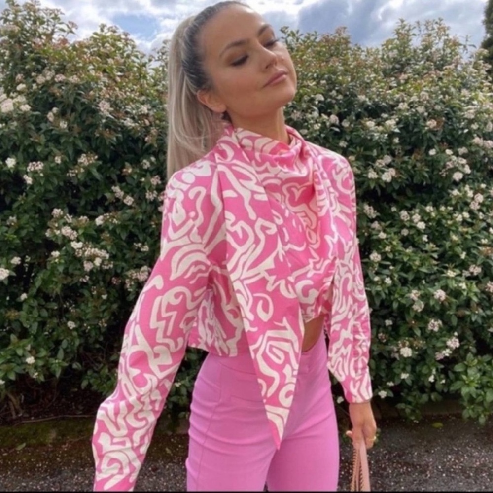 ZARA PRINTED TIED TOP